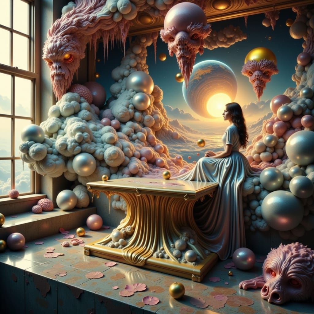 Surreal Dreamscape of Longing with Glowing Horizon