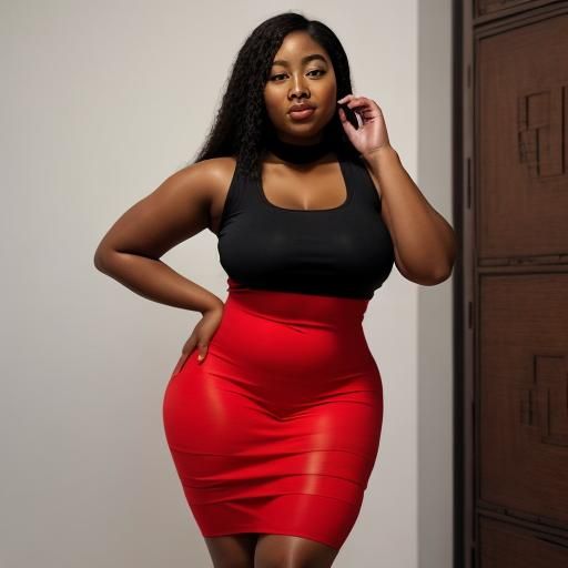 Woman in Red Chinese Dress and Tights