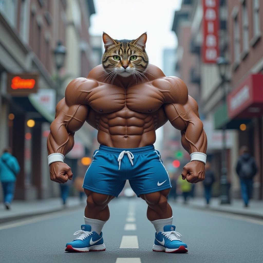 Muscular Shark in Nikes: Hyperrealistic Anthropomorphic Art