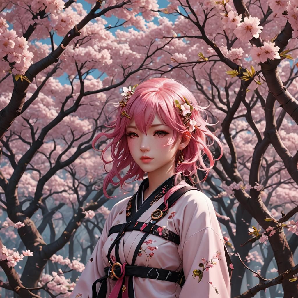 Cherry Trees, Flower Snakes, and Anime Girl