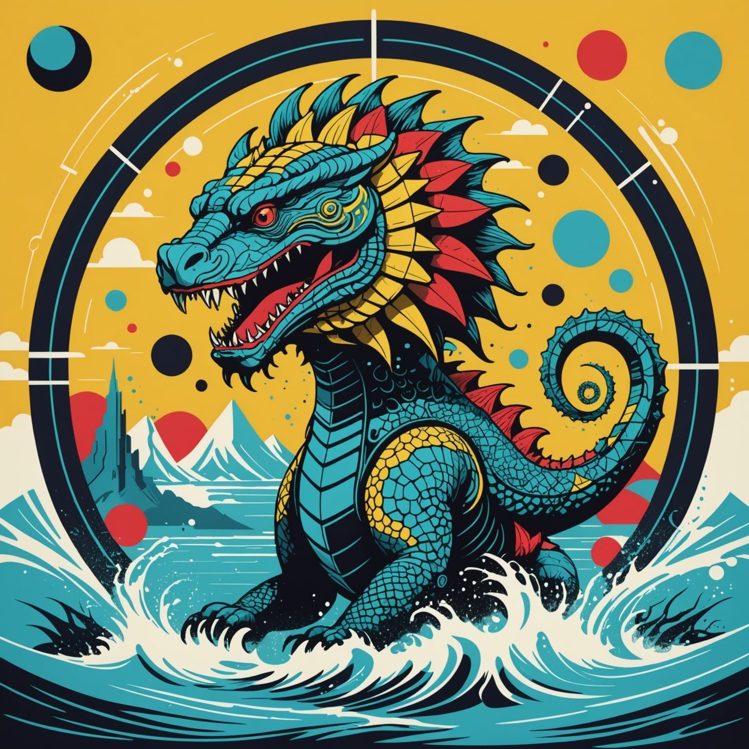 Taniwha Emerges: Pop Art Digital Screen Print