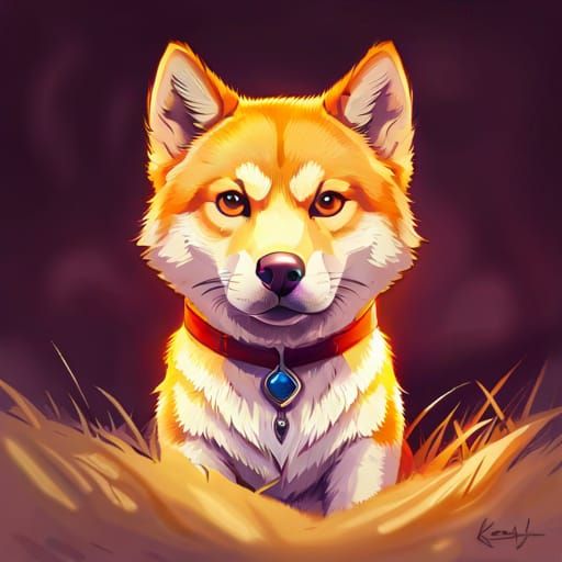 Cute Shiba Inu Portrait in Fantasy Art Style