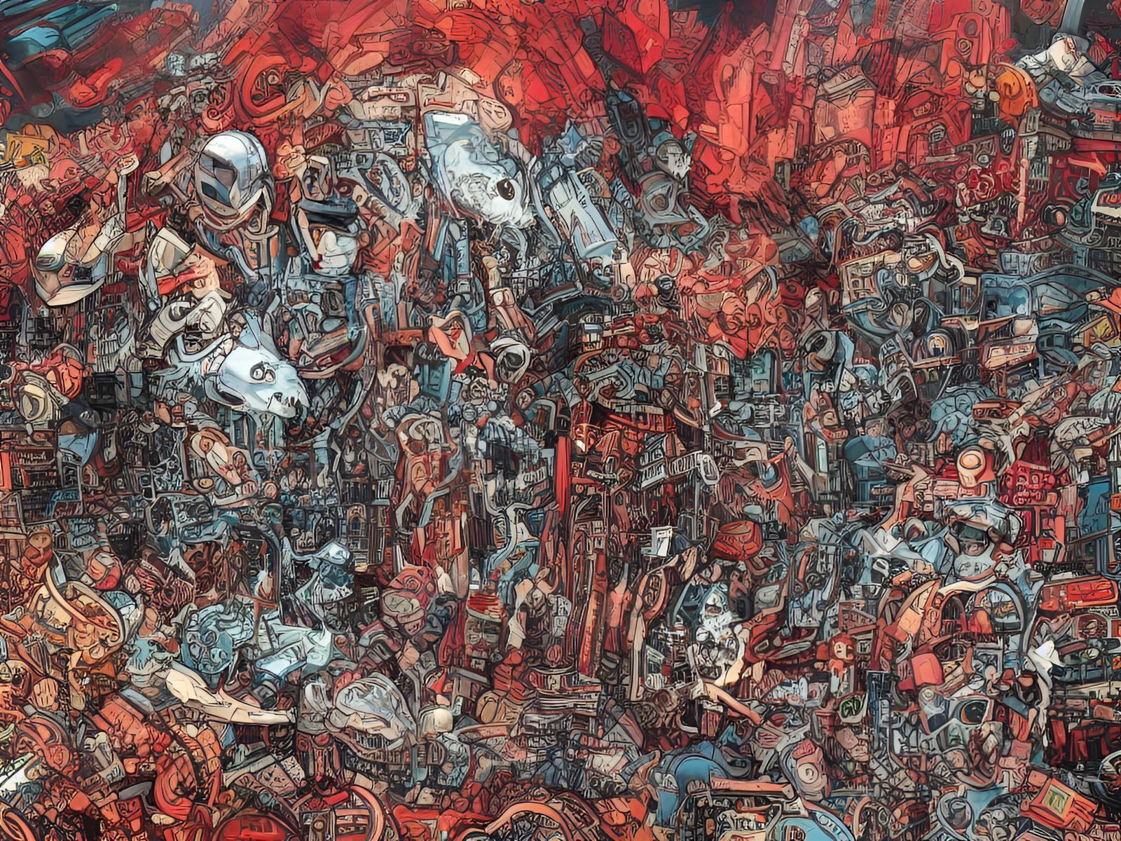 Robot Zombies Invade Cyberpunk City: Manga-Inspired Art