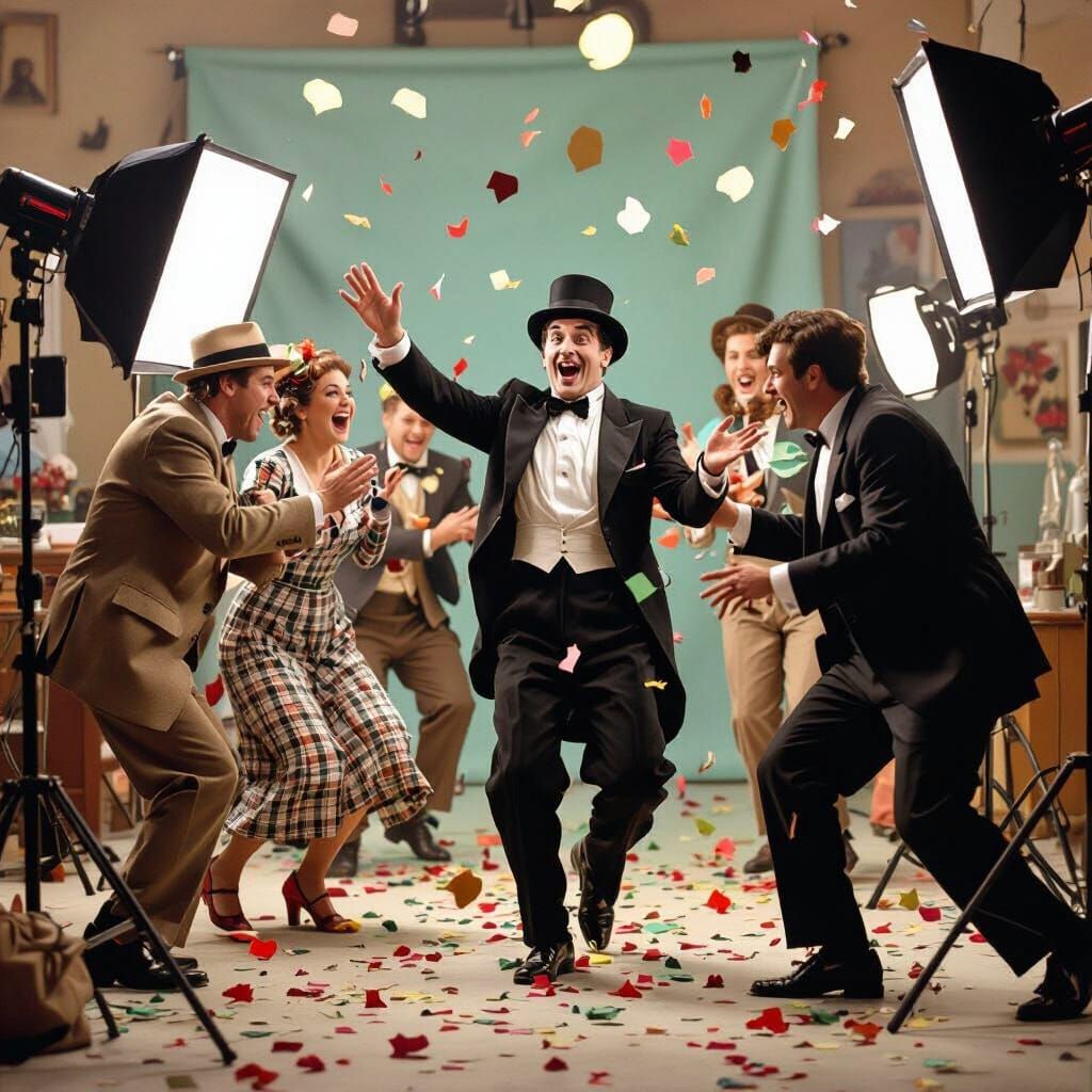 Hilarious Film Bloopers in Vibrant, Chaotic Style