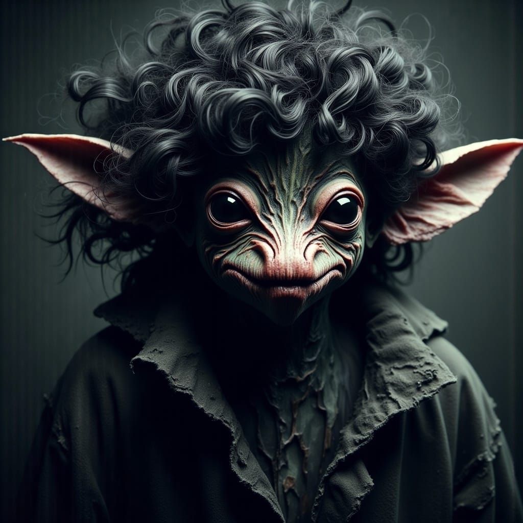 Wig Wearing Toad in Morbid Style