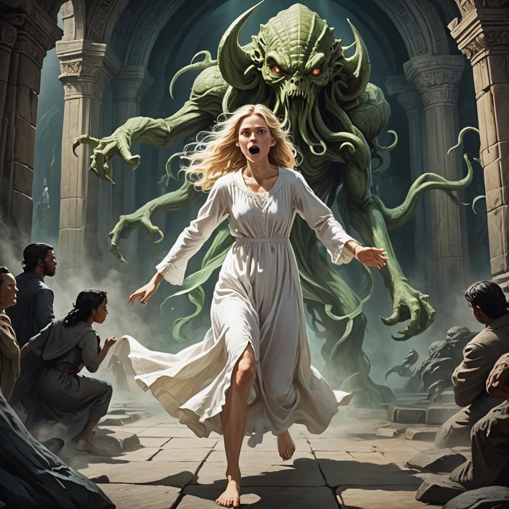 Girl's Escape from Cthulhu Temple