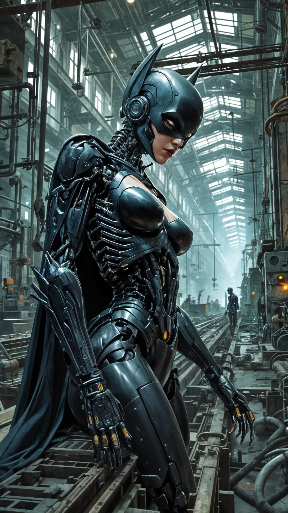 Batgirl Automaton in Abandoned Factory, Comic Book Art