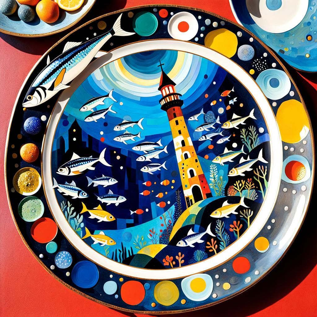 Underwater Lighthouse/Tower Collectors Plate (Gustav Klimt i...