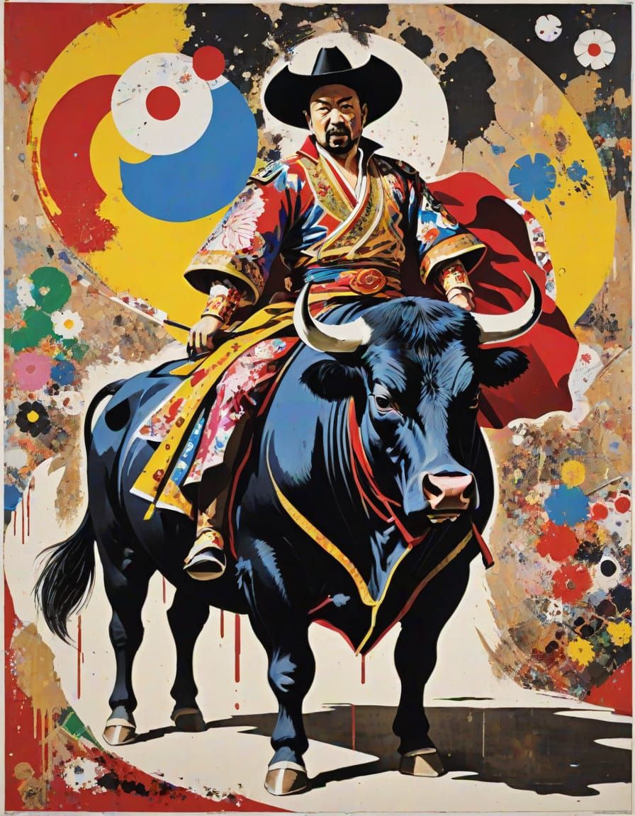 Vibrant Bullfight Scene in a Pop Art Style