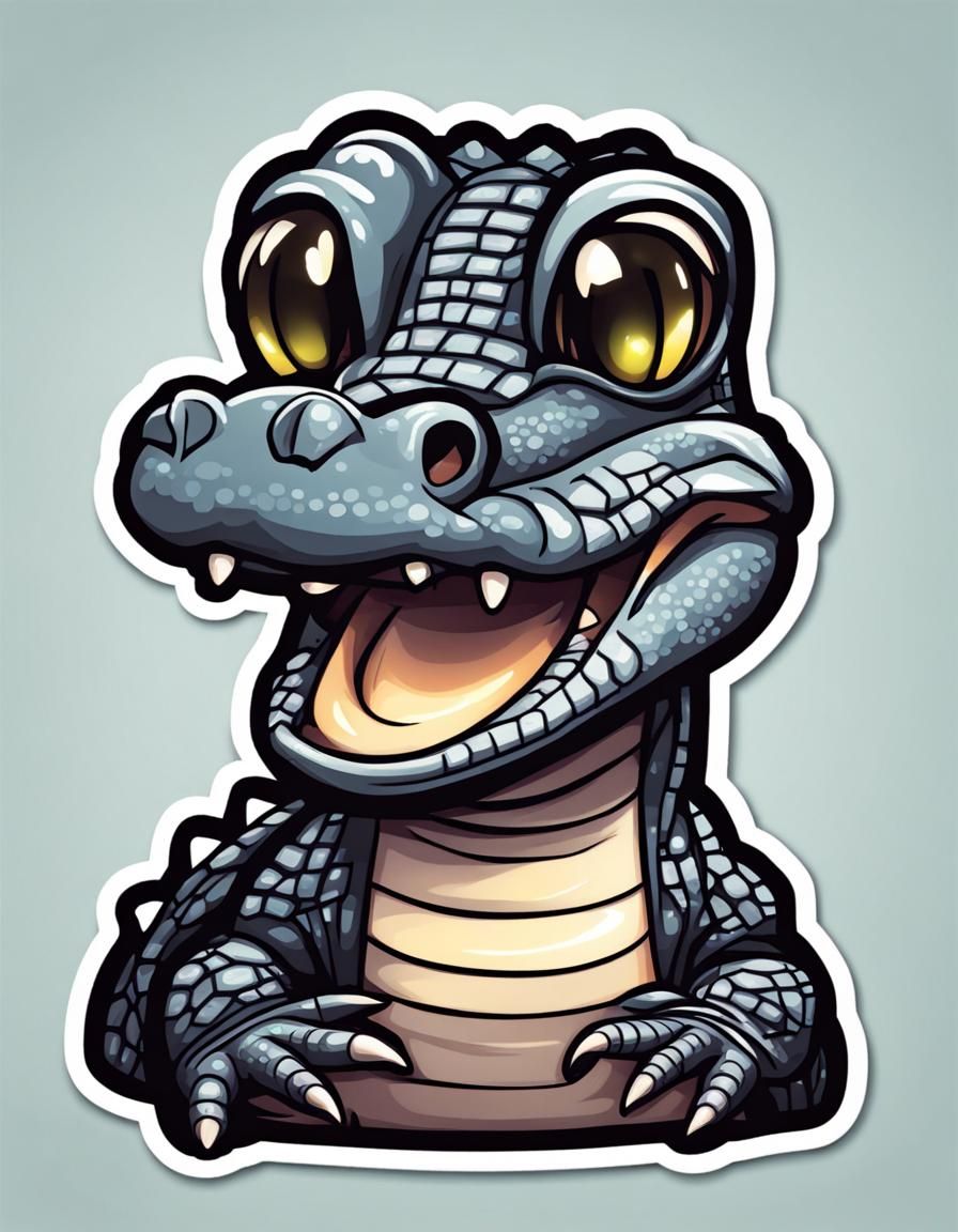 Cute Smiling Black Caiman Sticker