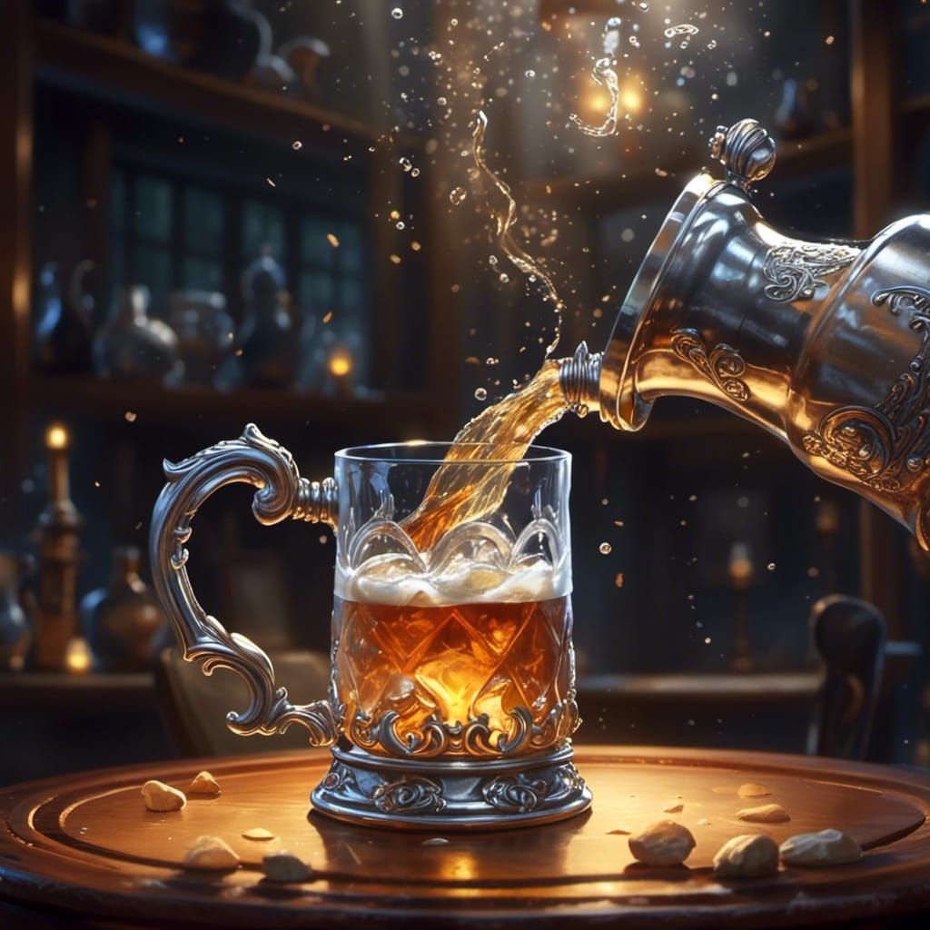 Surreal Drink Swirling into Crystal Tankard