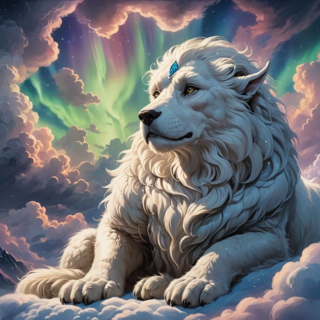 Falkor and Bastian in Aurora Borealis Light