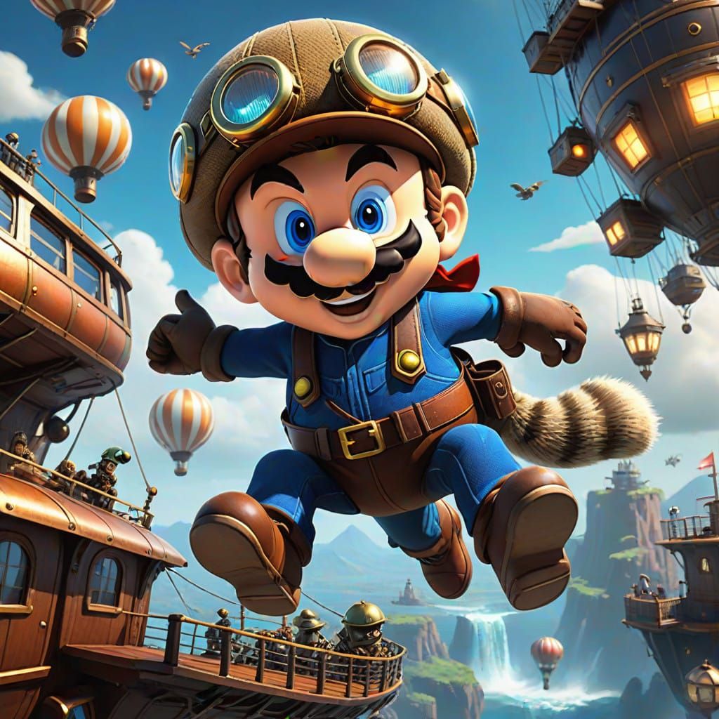 Steam Punk Super Mario Bros in Joyful Steam-Powered Flight