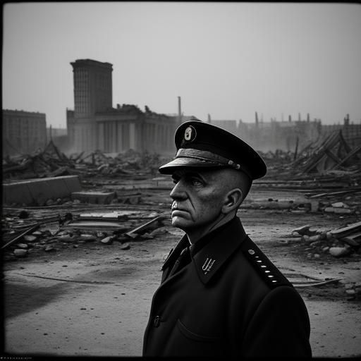 Warsaw Soldier Amidst Ruins: 1940s Documentary Photography