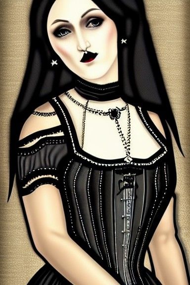 Early Medieval Goth Girl in Byzantine Icon Style