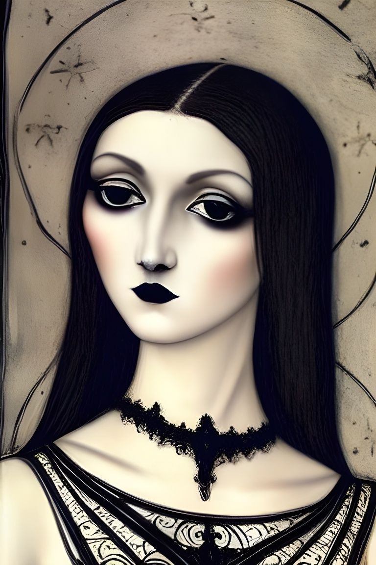 Medieval Goth Girl Portrait in Byzantine Icon Style