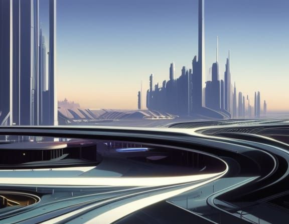 Futuristic City in Concept Art Style