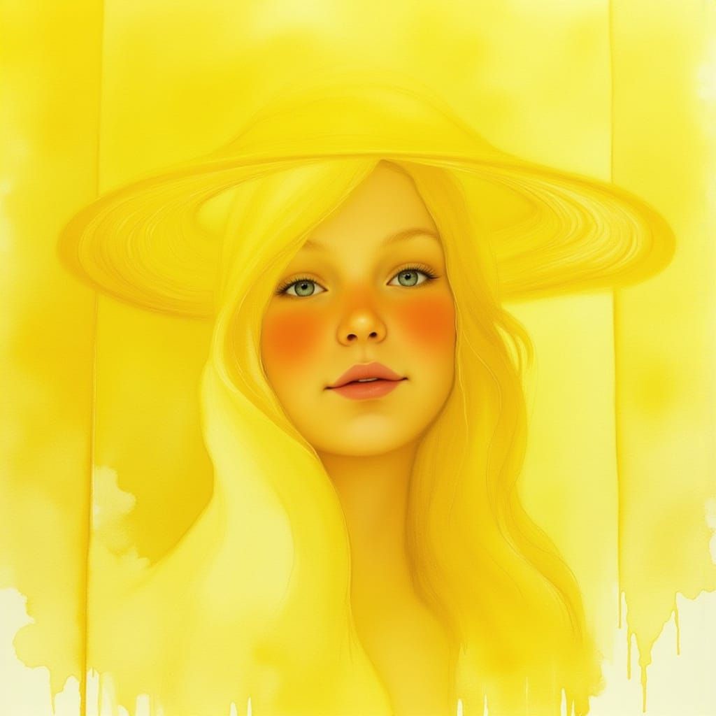 Ethereal Abstract Watercolor of a Sunlit Girl