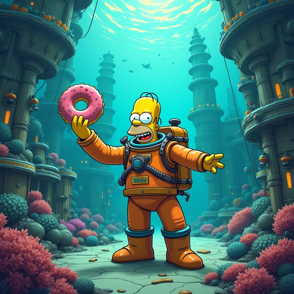 Homer Simpson as Big Daddy in Rapture-like City