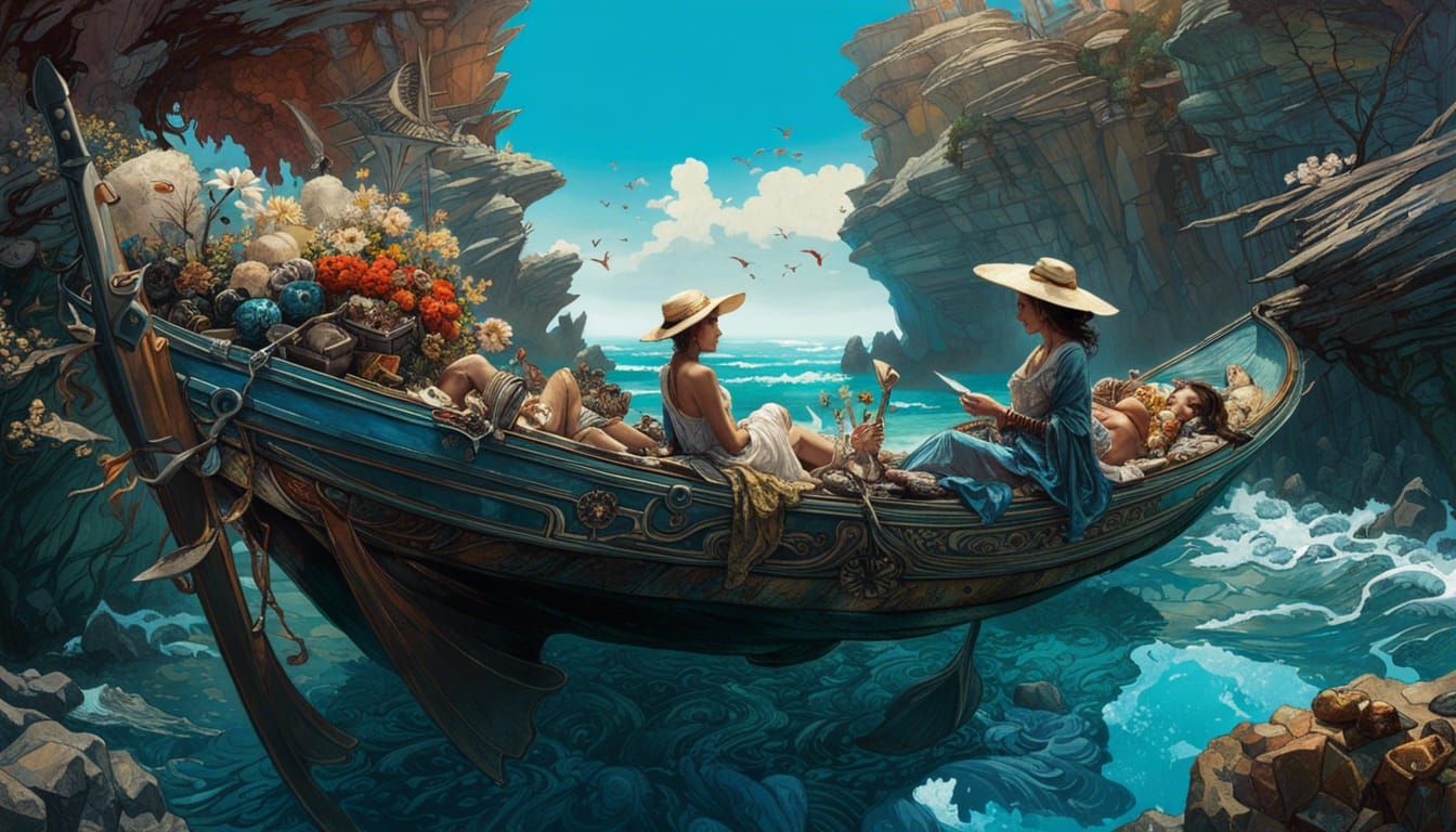 Figures by Rocky Shores in Maximalist Digital Art