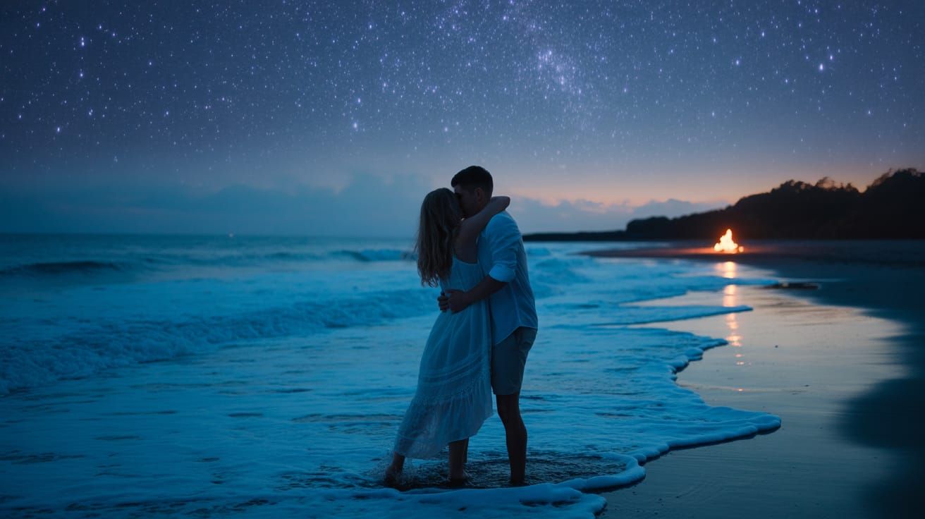 Summer night by the sea