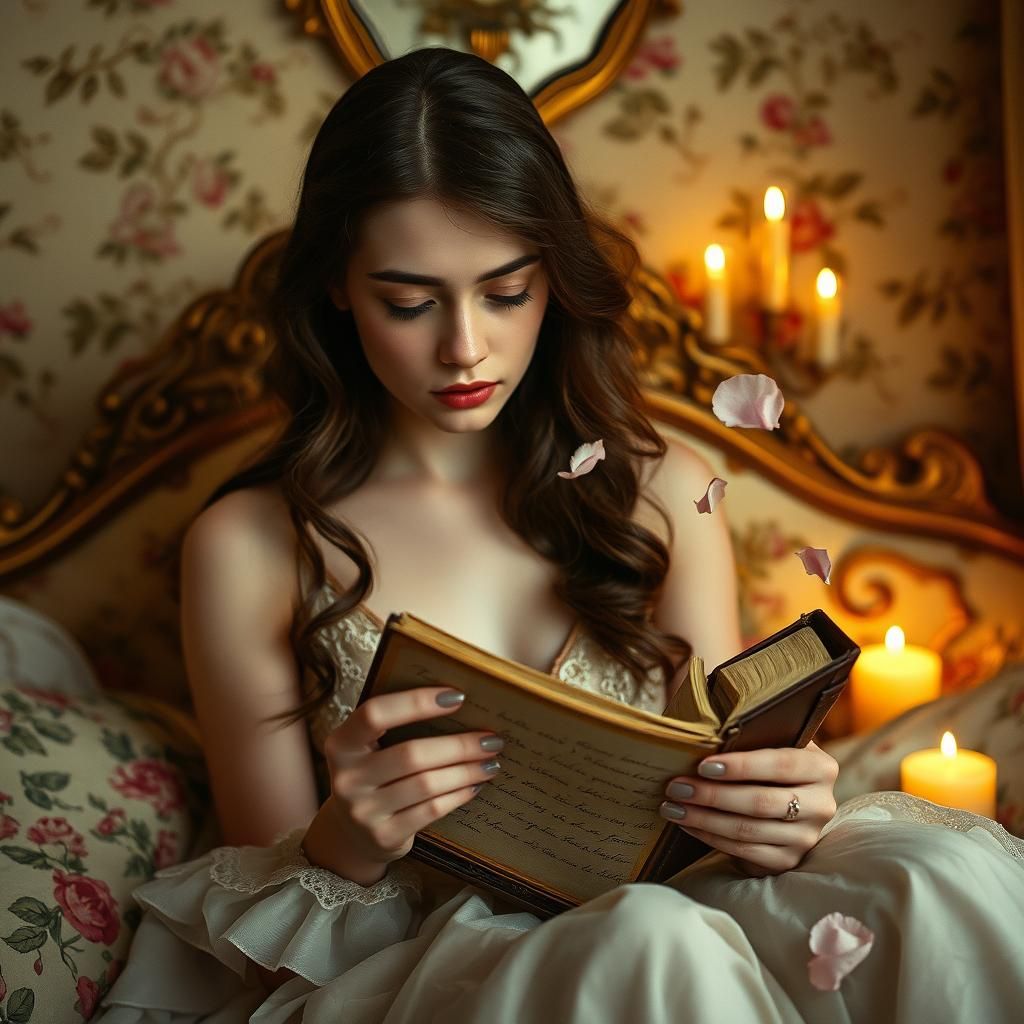 Melancholic Woman in Victorian Boudoir Photograph