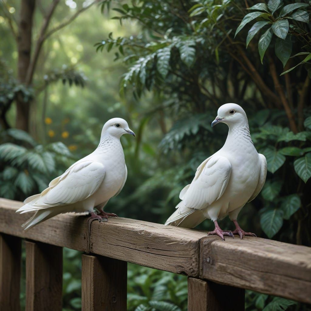 Serene White Doves in Nature's Embrace