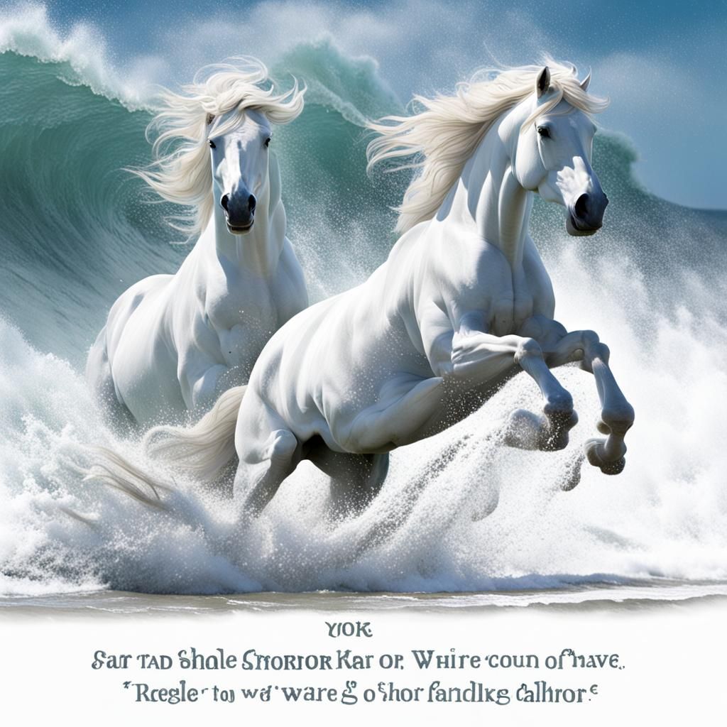 White Horses Emerge from Crashing Waves