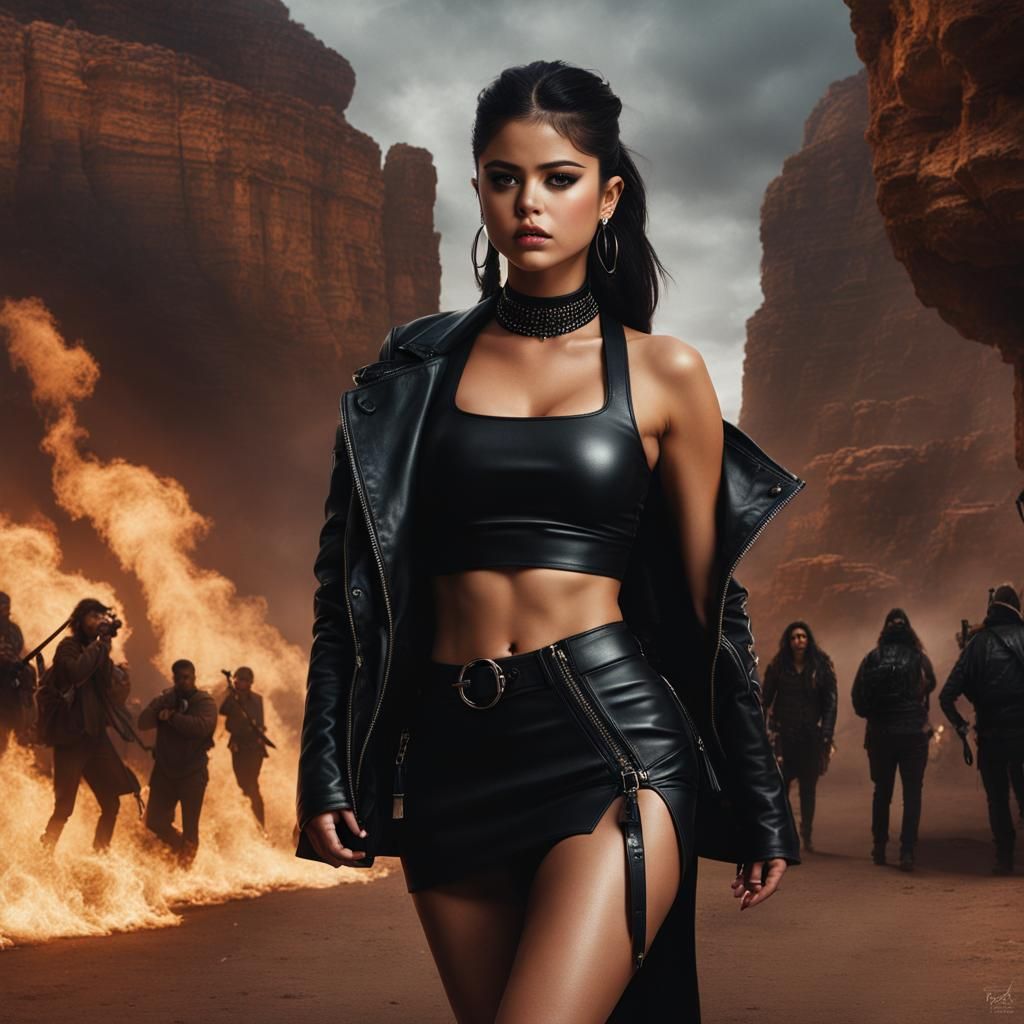 Selena Gomez in Leather Bikini: Digital Matte Painting