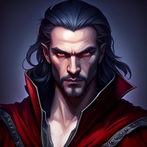 Hyperrealistic Dracula Portrait in Art Nouveau Style