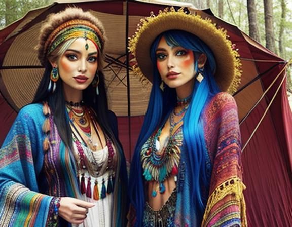 Hippies in Bohemian Fashion