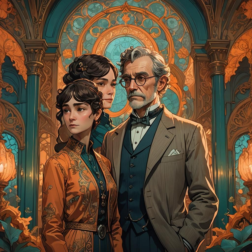 Ornate Portrait Inspired by Art Nouveau