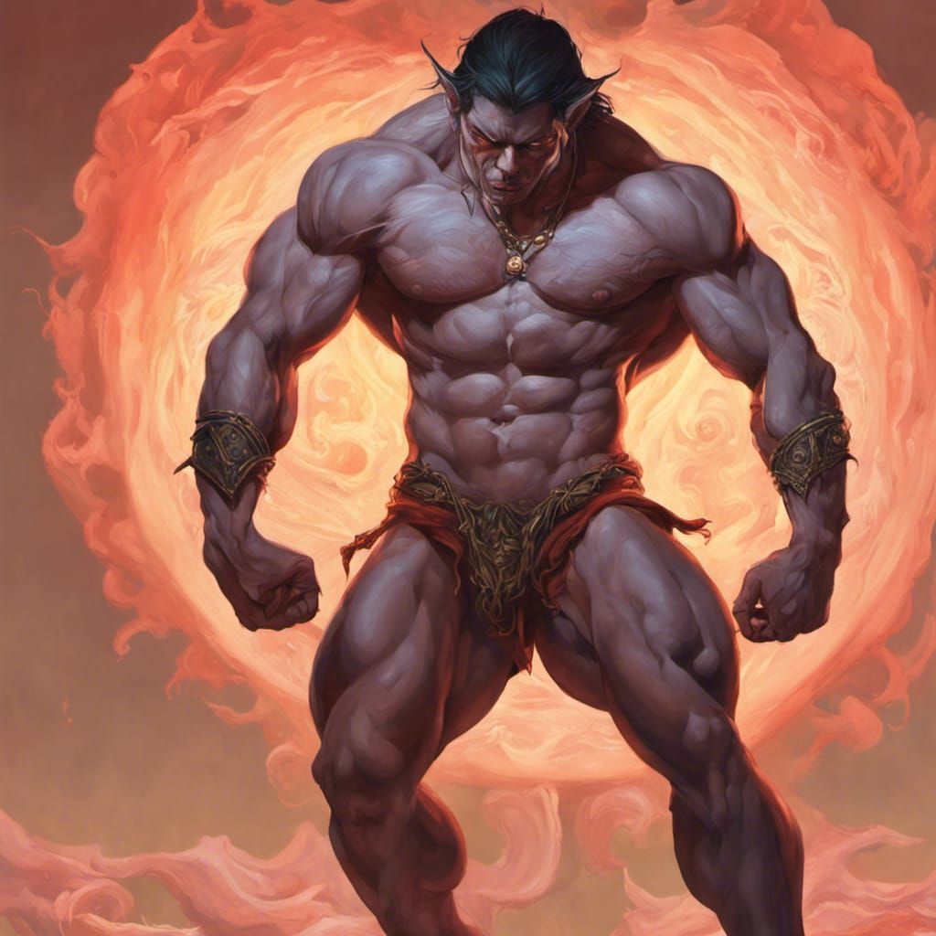 Handsome Incubus Figure Painting in Hyperrealistic Style