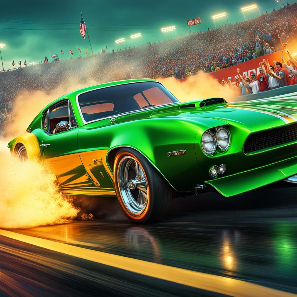 Comic Book Hot Rod Drag Race on Freeway