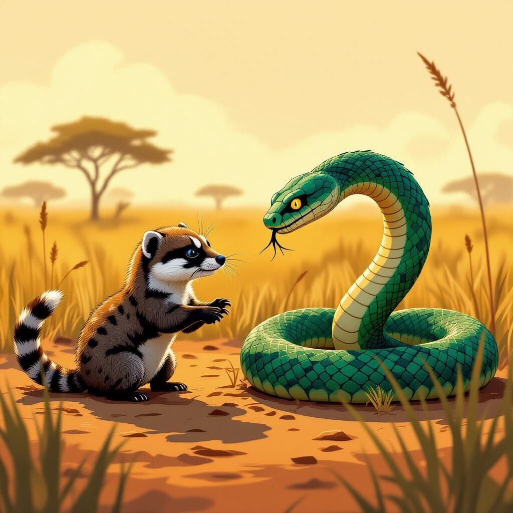 Mongoose vs. Snake in African Savanna