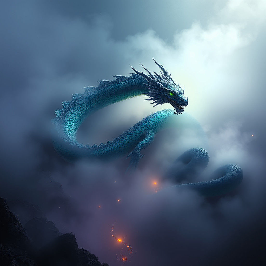 Mist Dragon in a Mystical Realm