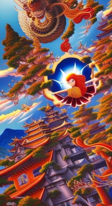 Mary Jane Watson at Himeji Castle in Tibetan Style