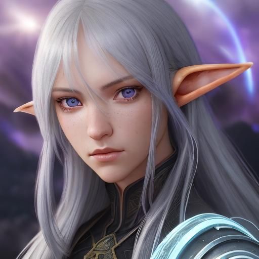 Half-Elf Female Fighter Portrait in Detailed Fantasy Art
