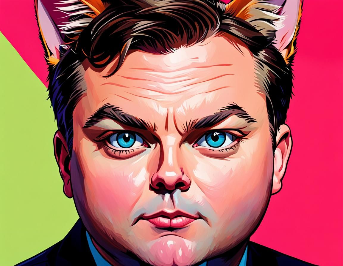 Cartoon Cat Portrait with Heavy Eyeliner