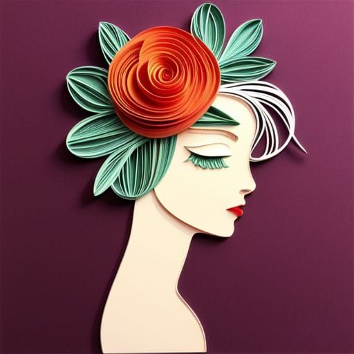 Woman with Flower in Hair: Paper Quilling Art