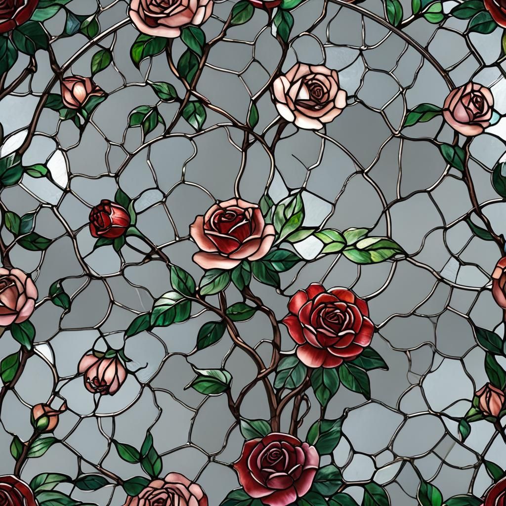Stained Glass Roses with Shiny Finish