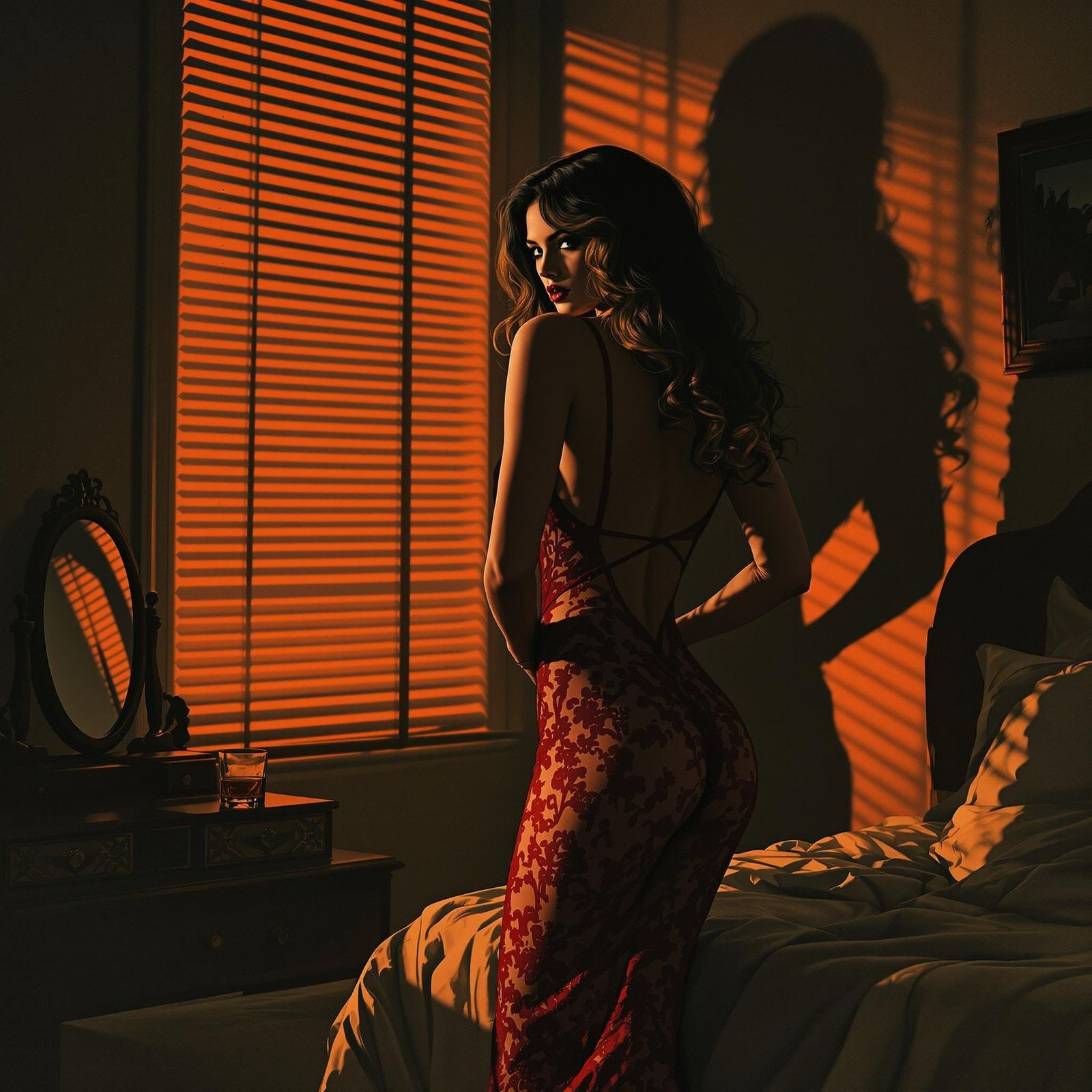 Mysterious Woman in Noir Elegance