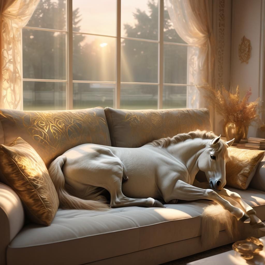Centaur Sleeps Peacefully in Cozy Living Room