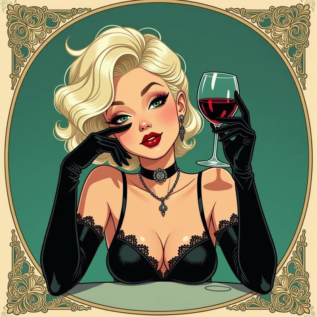 Blonde Goth Woman in 1920s Rubber Hose Style