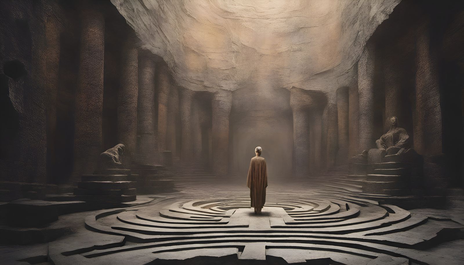 Labyrinth of Mind: Fallen Angel in Concrete Art