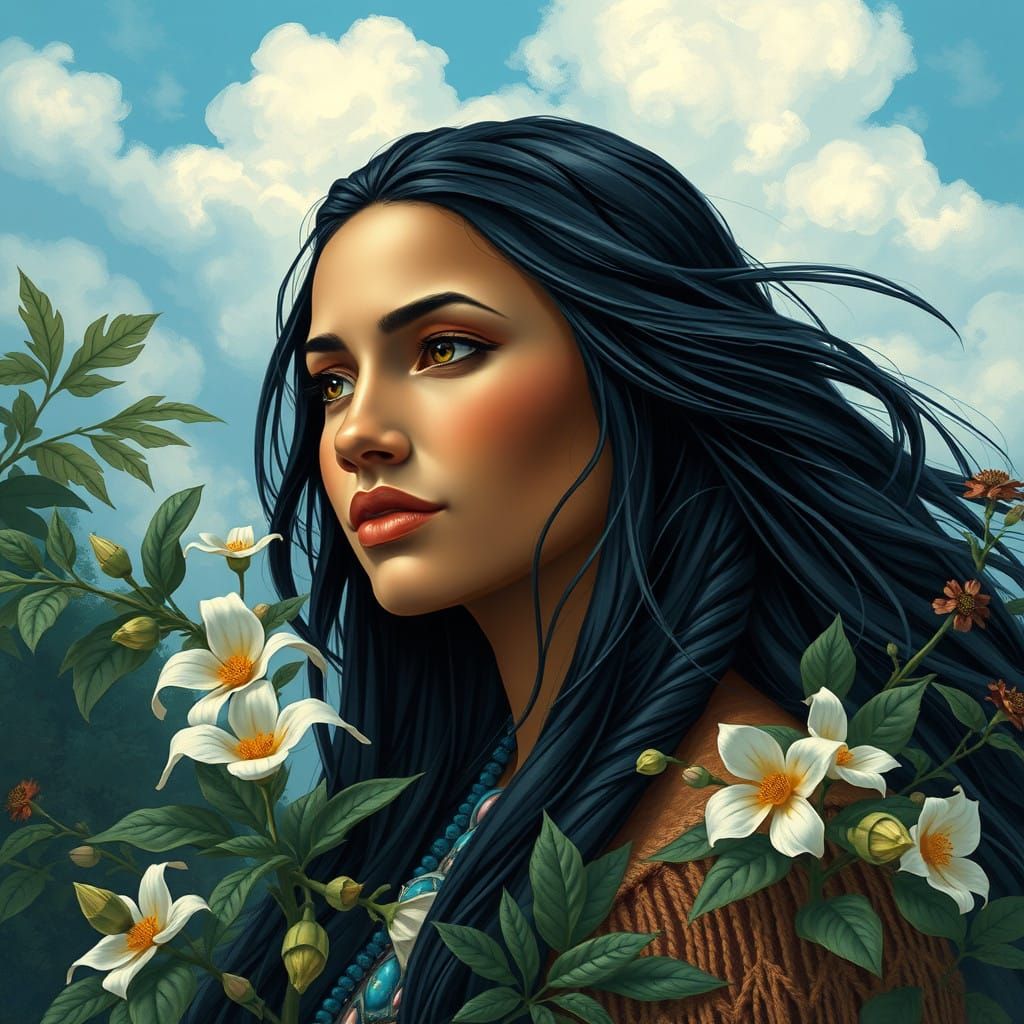 Pocahontas Embraced by Nature's Breeze