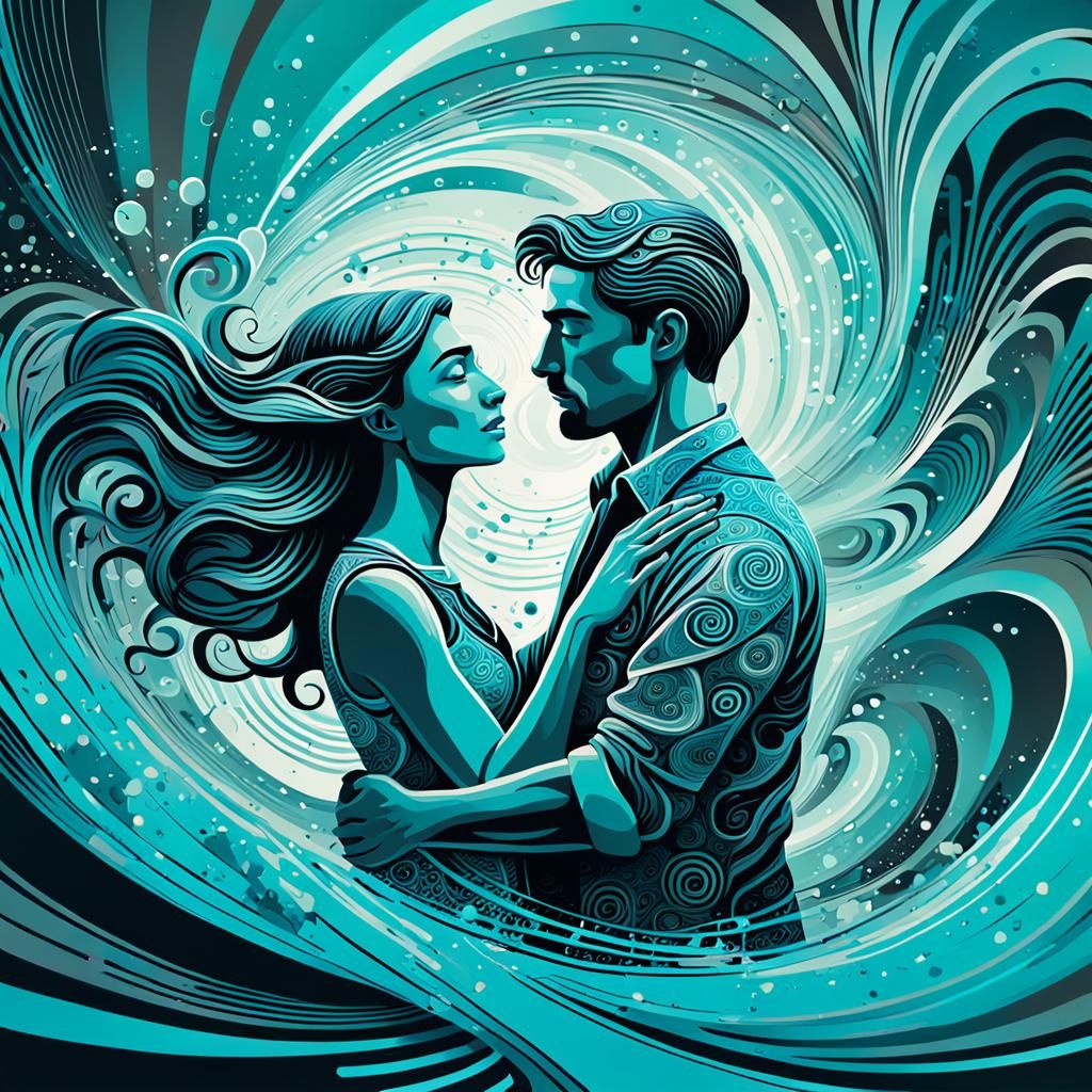 Embracing Couple in Vibrant Vector Pop-Art Style