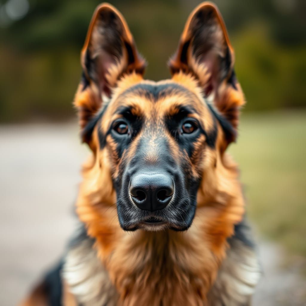 German Shepherd Dog Portrait in Photorealistic Style