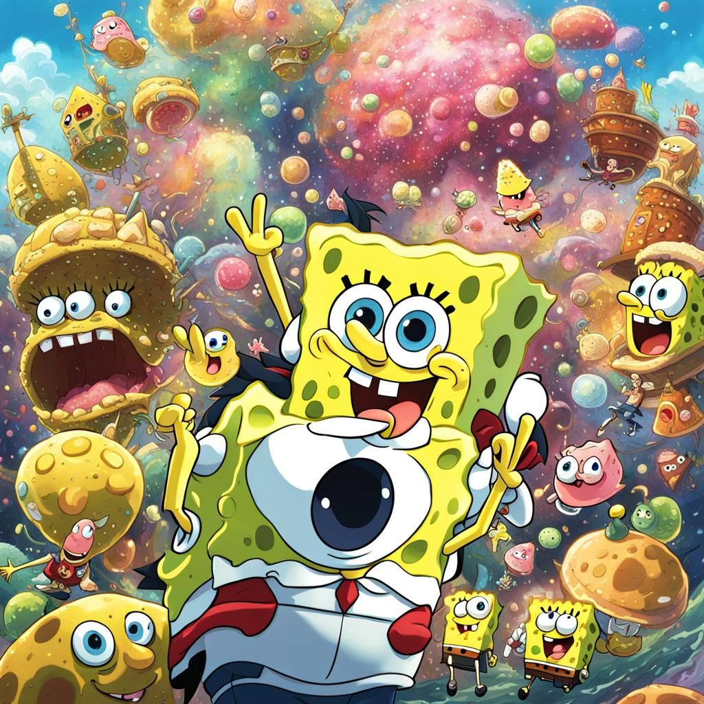 Spongebob in Anime Key Visual Style