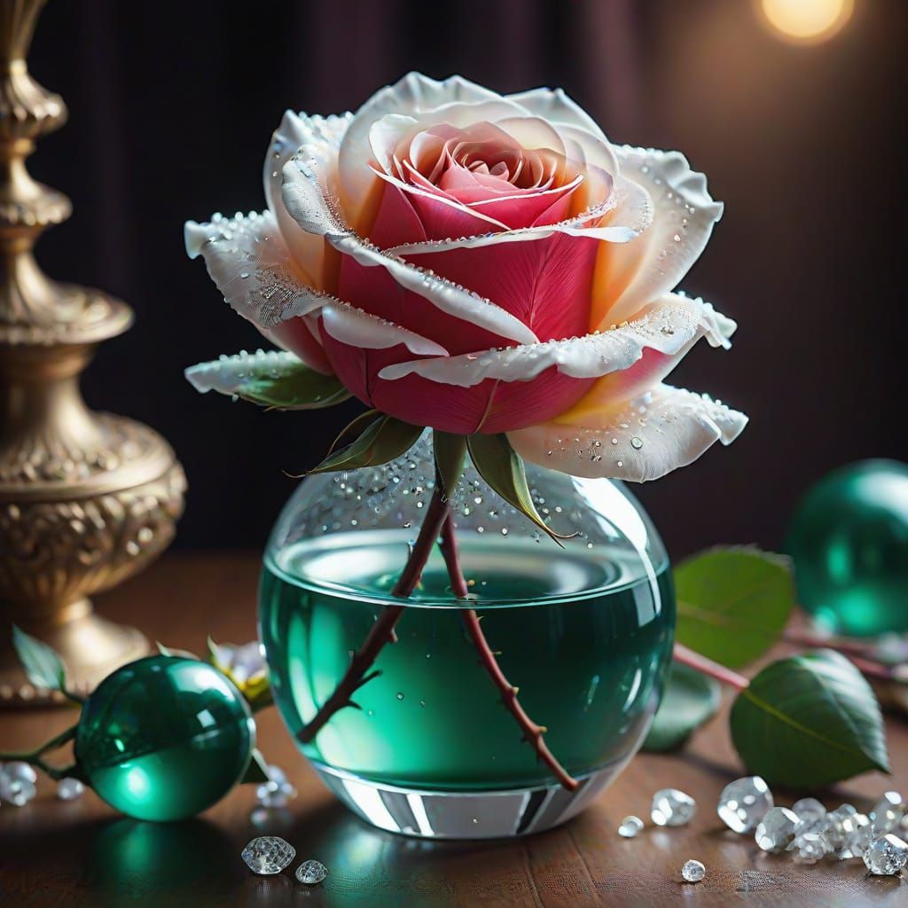 Emerald Rose in Crystalized Bloom